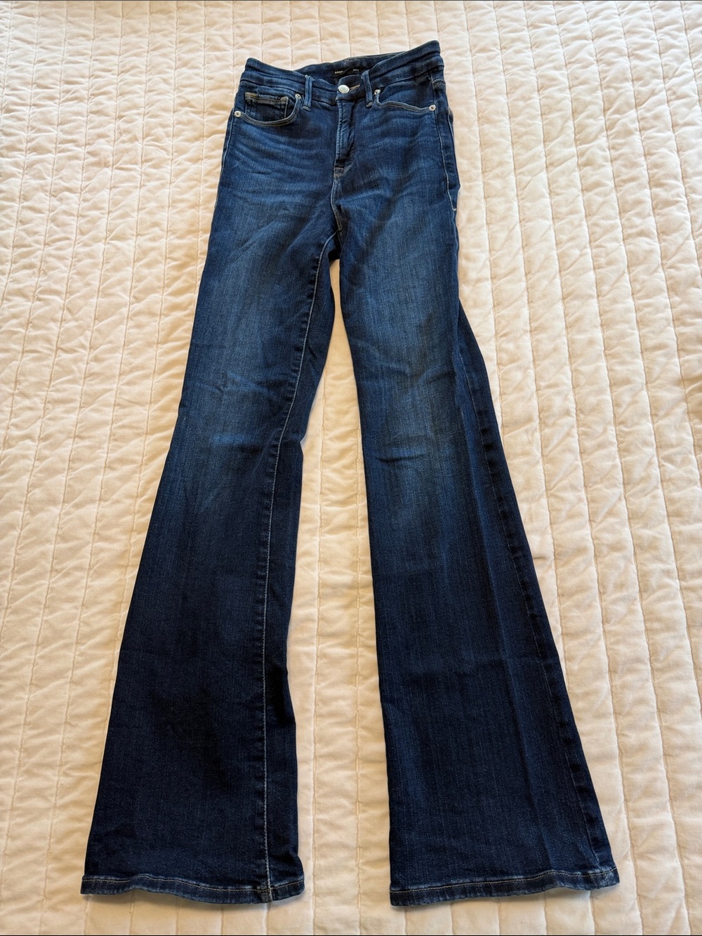 Good American Dark Indigo Flared Jeans